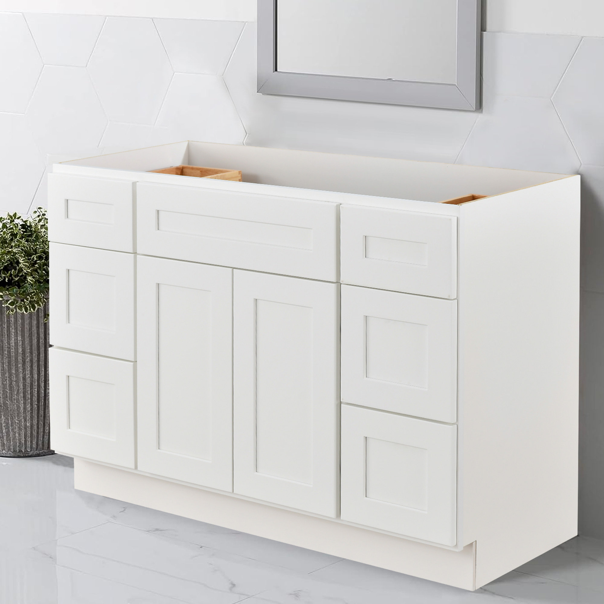 SMARTLET 48"X21" Freestanding Bathroom Vanity Base Cabinet In White ...